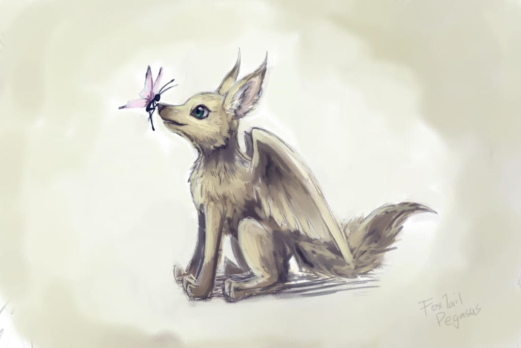 Fairy fox. Fox with Wings. Flightfox.