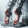 Restrained feet tortured with electricity