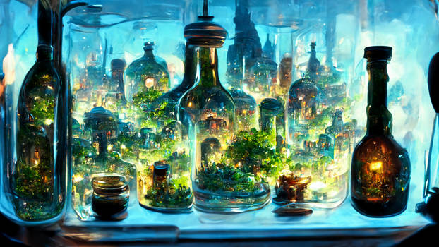 City Within Glass Bottles