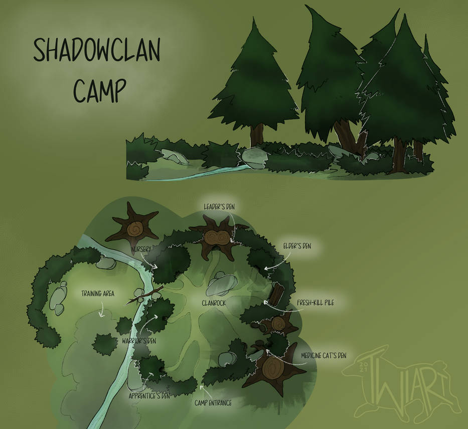 ShadowClan Forest Camp Map by twilidramonart on DeviantArt