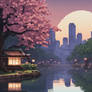 The Sun Sets on the Cherry Blossom Pixel City