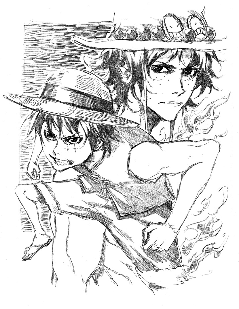 one piece Luffy n Ace sketch