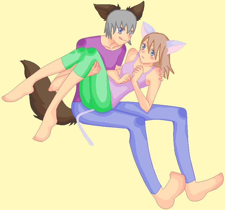 wolf and cat - request