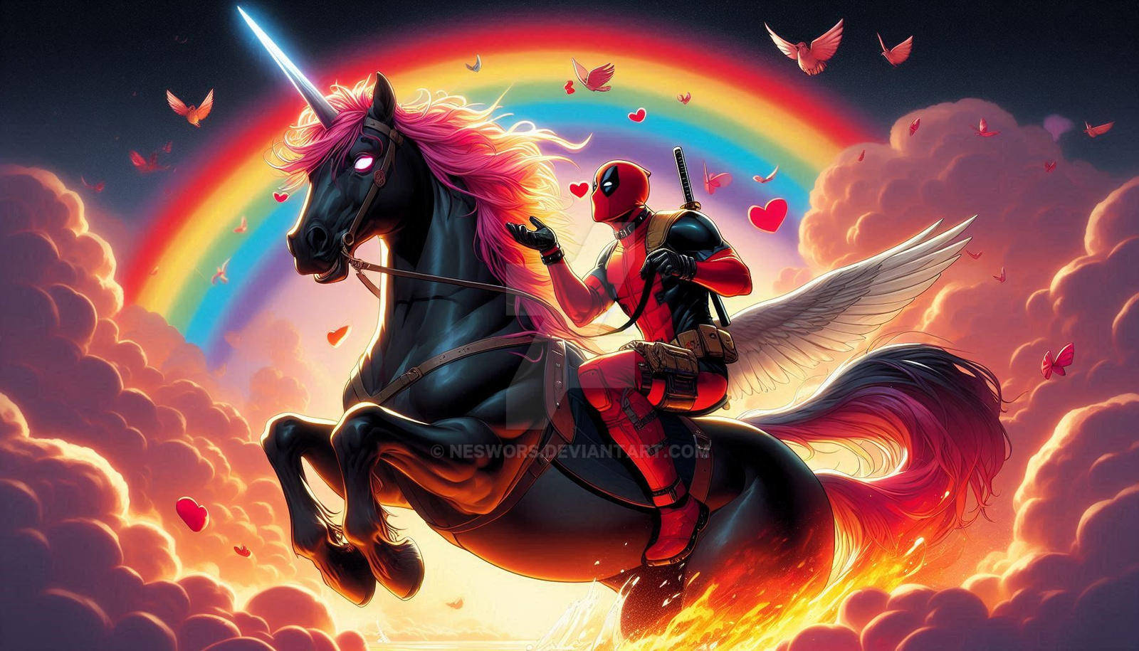Deadpool Riding Unicorn Deadpool Game Wallpaper Unicorn