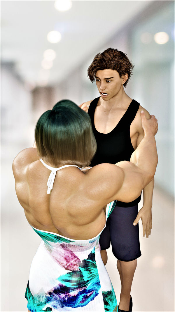 Woman lift man. Strong man and woman. Muscleville. Successful man and strong woman.