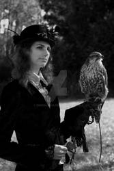 Victorian lady with falcon