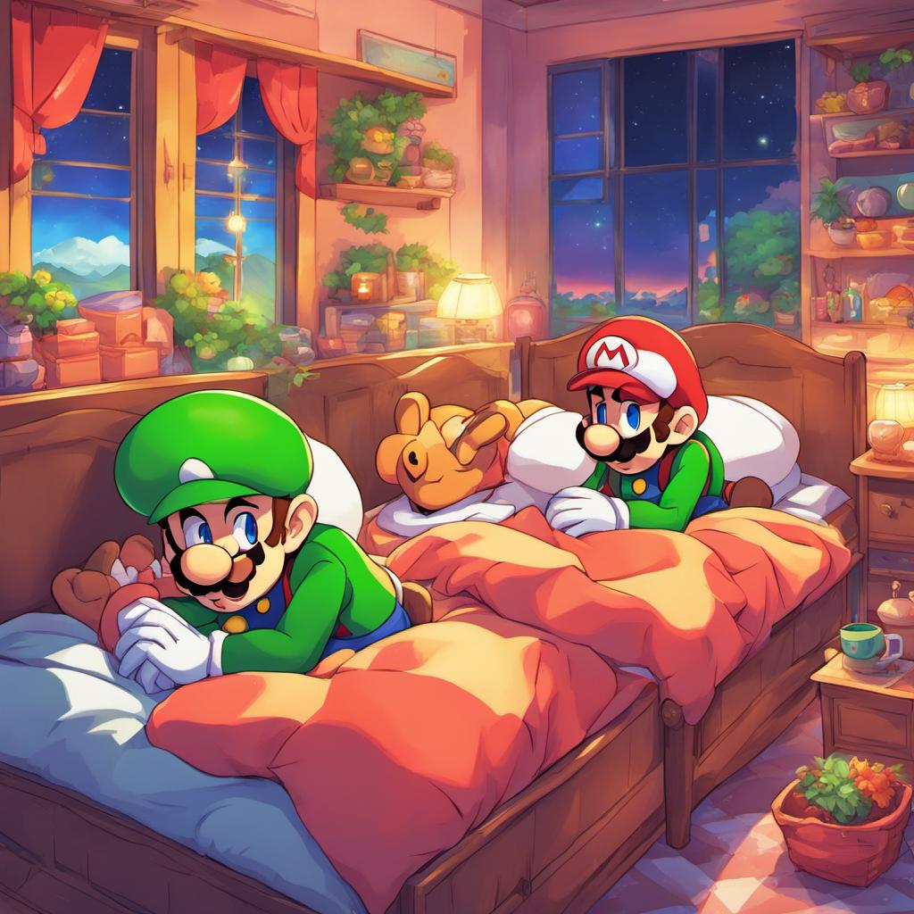 Mario Sleepover Mario and Luigi sleeping in their beds by 636062 on DeviantArt