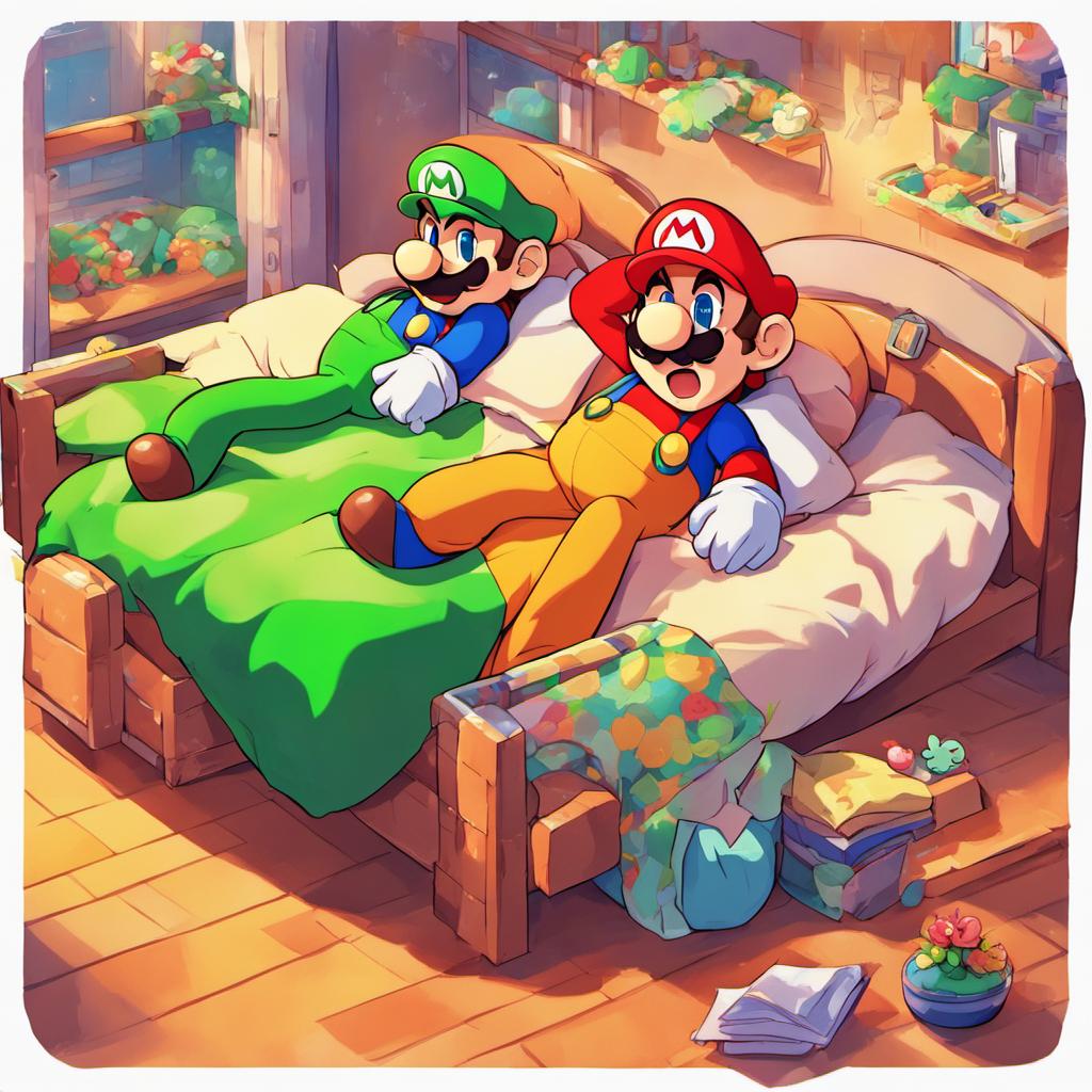 Mario Sleepover Mario and Luigi sleeping in their beds by 636062 on DeviantArt
