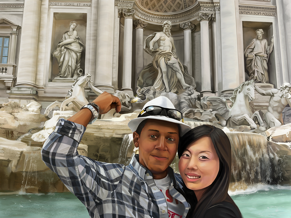 Portrait Commission--Trevi Fountain