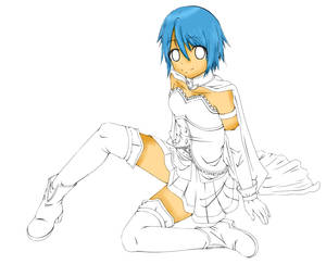 Sayaka Lineart WIP -NotMyLineart-