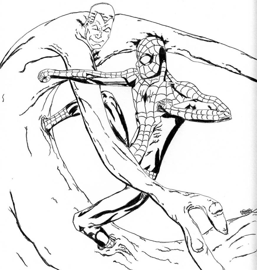 Spiderman vs Sandman ink by flashgirl101 on DeviantArt