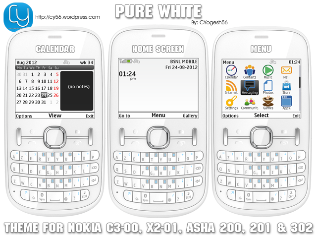 Pure White Theme for Nokia S40 320x240