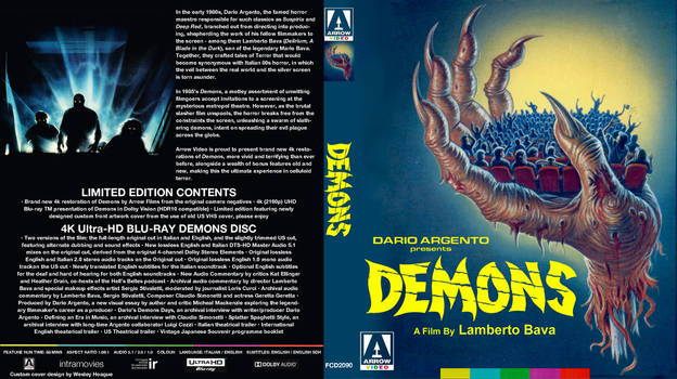 Demons 1985 ARROW 4k cover for homeless 4k discs