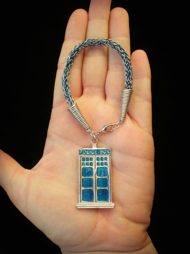 Viking Knit Tardis Bracelet in Blue and Silver