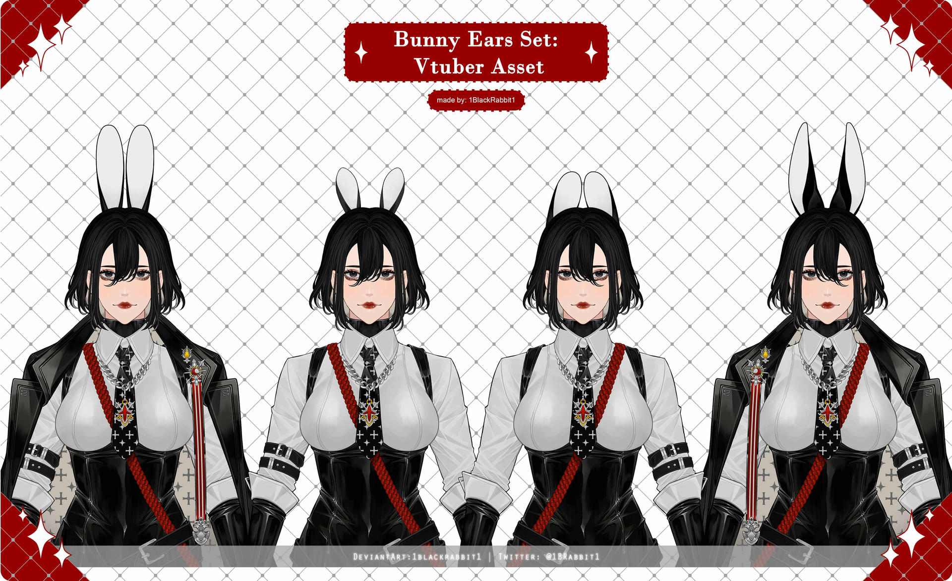 Vtuber Rabbit Butler Bunny Ears Set - Vtuber Asset FREE by 1BlackRabbit1 on DeviantArt