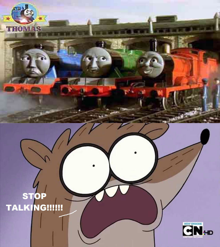 Rigby Yells Stop Talking at James,Gordon,Henry by GWR15 on DeviantArt