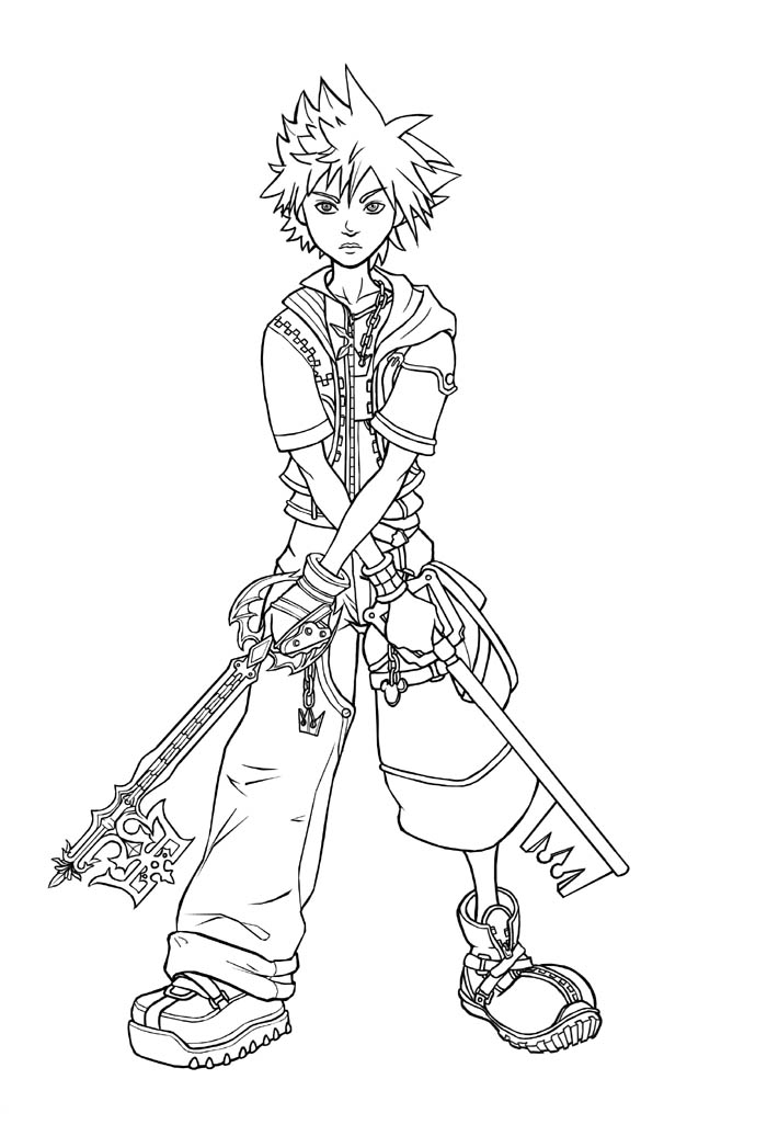 Kingdom Hearts Coloring Pages Roxas