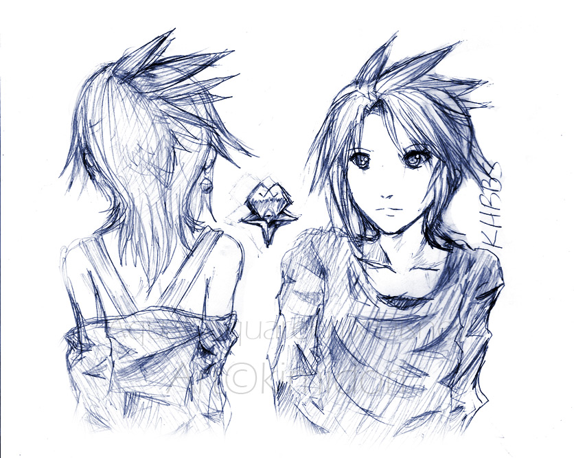 KH:BBS - Headshot skch of Aqua