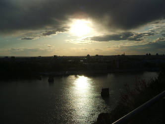 Sun on the water at sunset