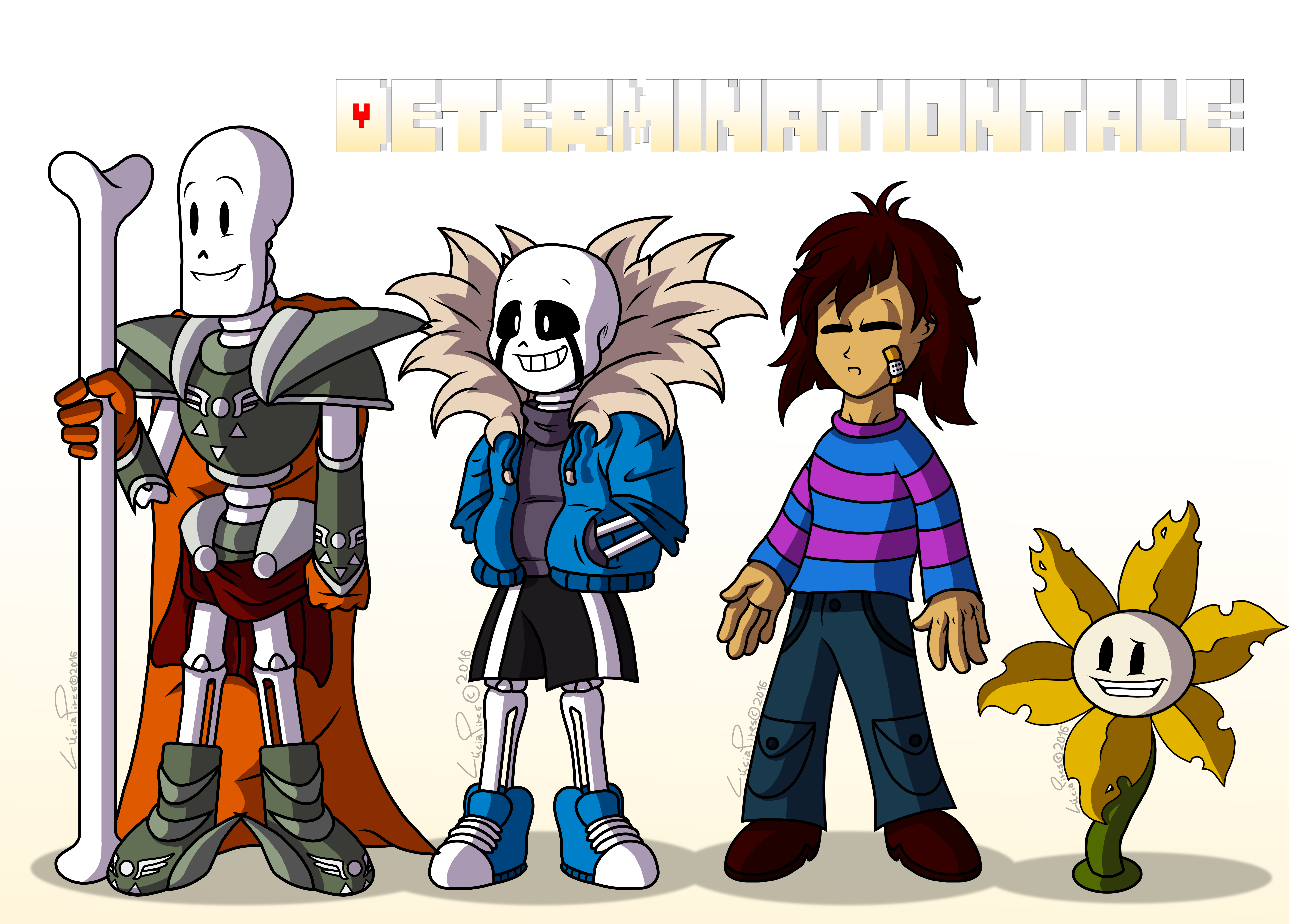 DeterminationTale - Papyrus,Sans,Frisk and Flowey