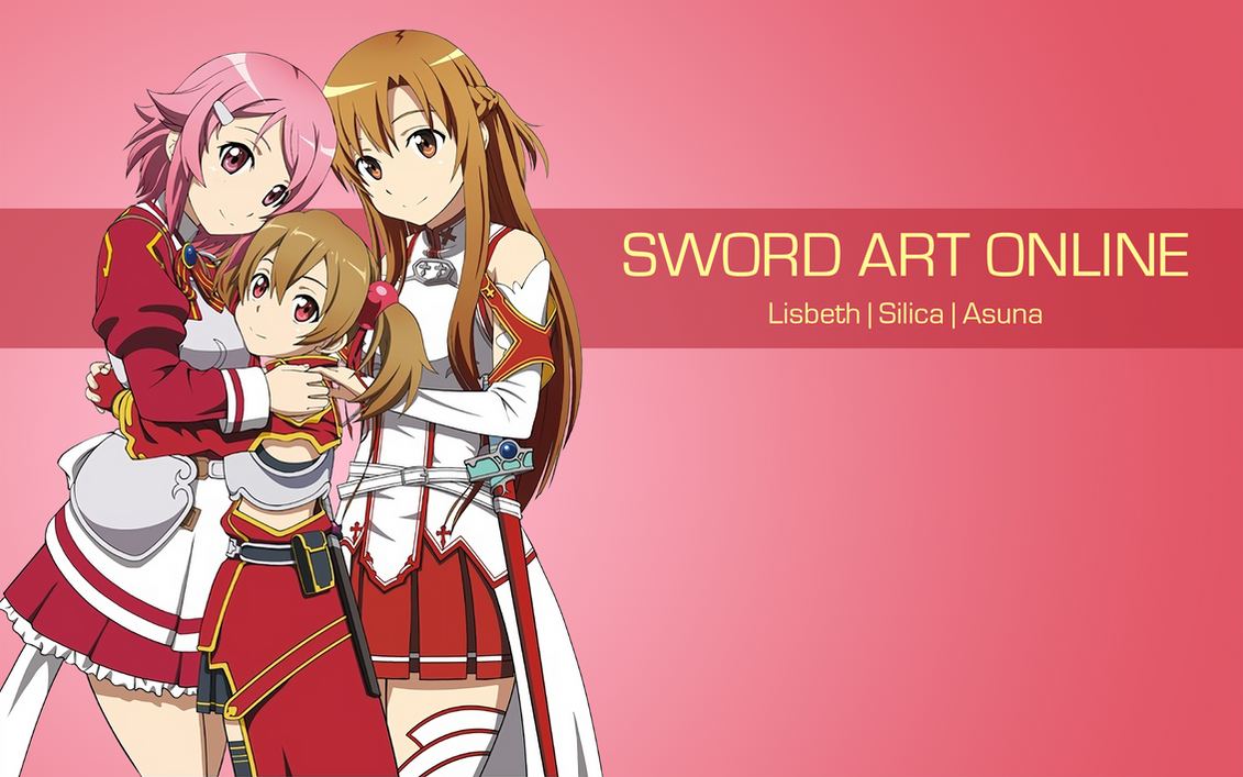asuna, kirito, silica, lisbeth, pina, and 2 more (sword art online