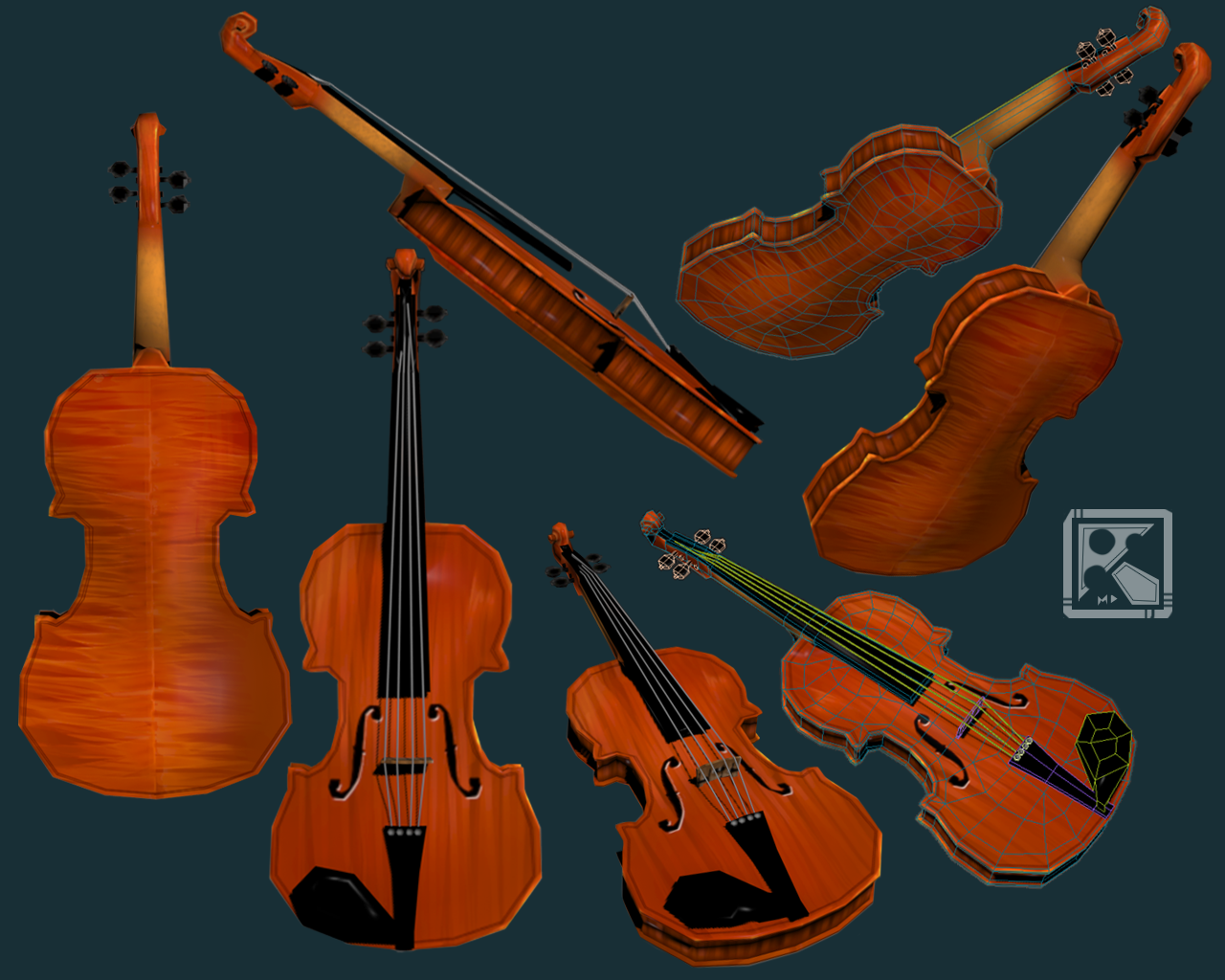 Low poly violin