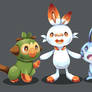 Pokemon - Grookey, Scorbunny, Sobble
