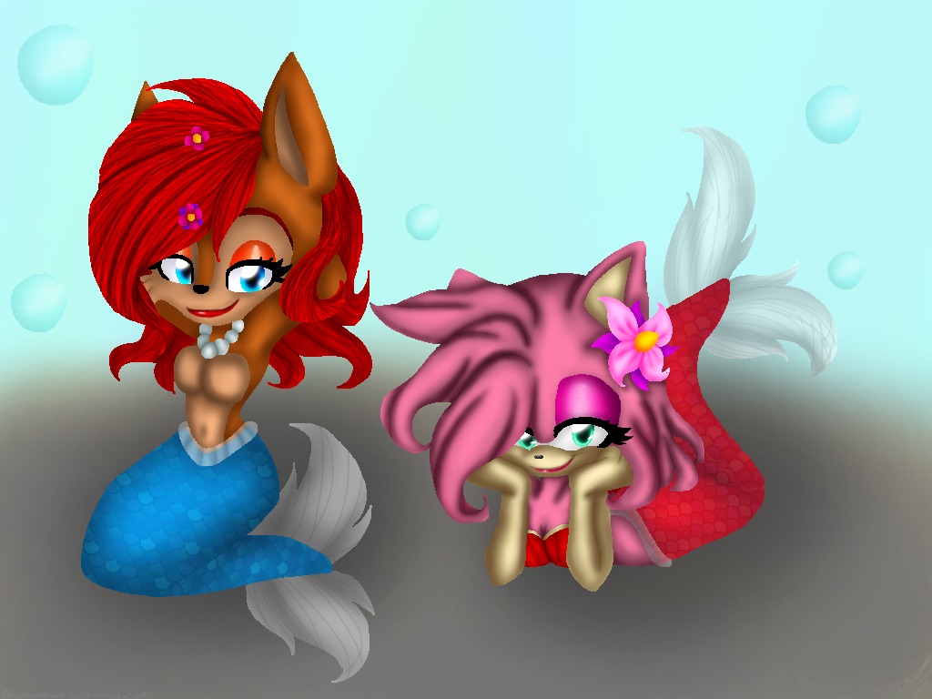 Comission// Amy Rose And Sally Acorn Mermaids By Kkisadorabubble On.