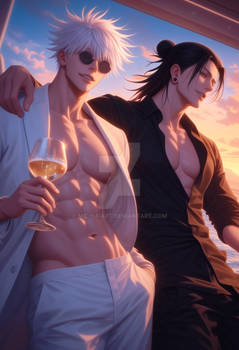 Gojo and Geto watching Sunset