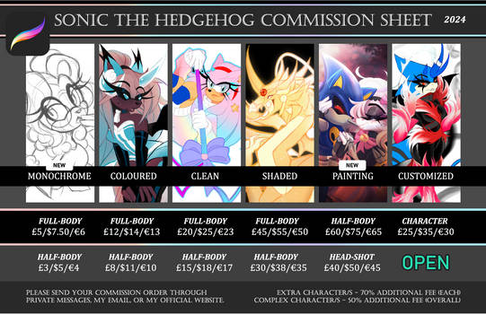 New Sonic Commissions Sheet 2024 [Open]