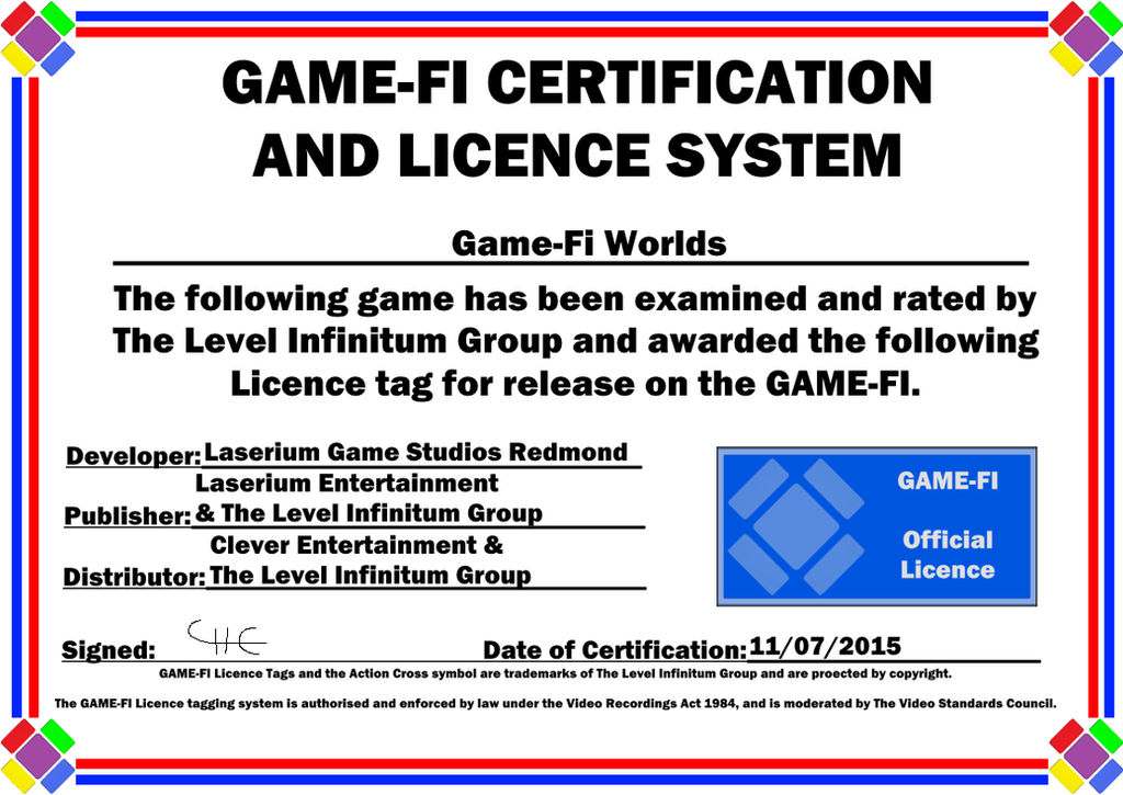 Game-Fi Worlds Game-Fi Certificate