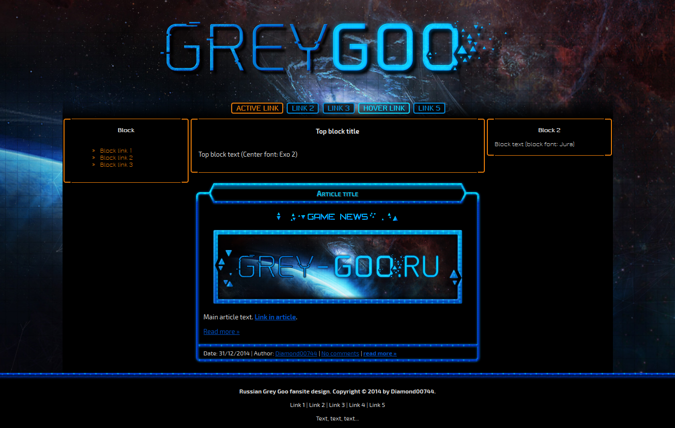 Russian Grey Goo fansite design by Diamond00744