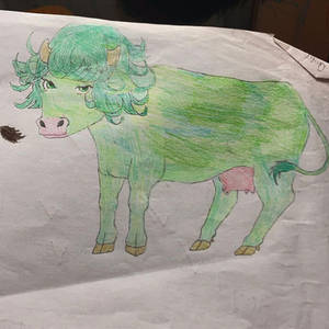 Tatsumaki as a cow.