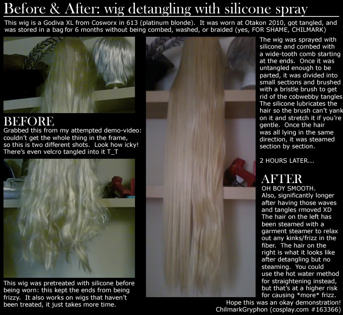 Detangling Wigs with Silicone Spray