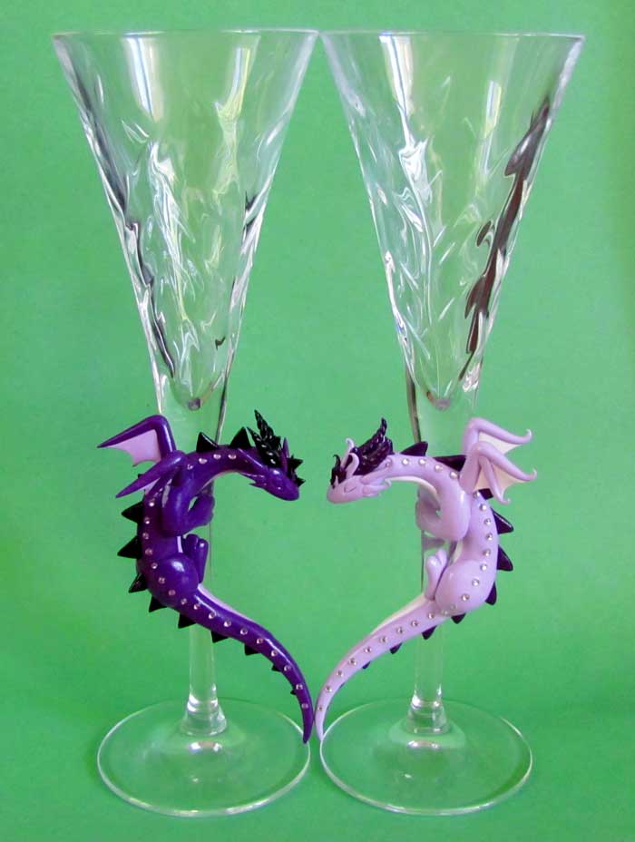 Purple Dragon Toasting Glasses by DragonsAndBeasties