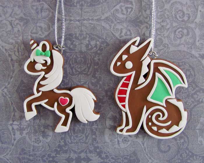 Gingerbread dragon ornaments