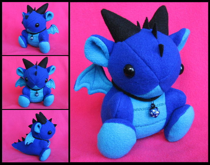 Blue Dice Dragon Plushie