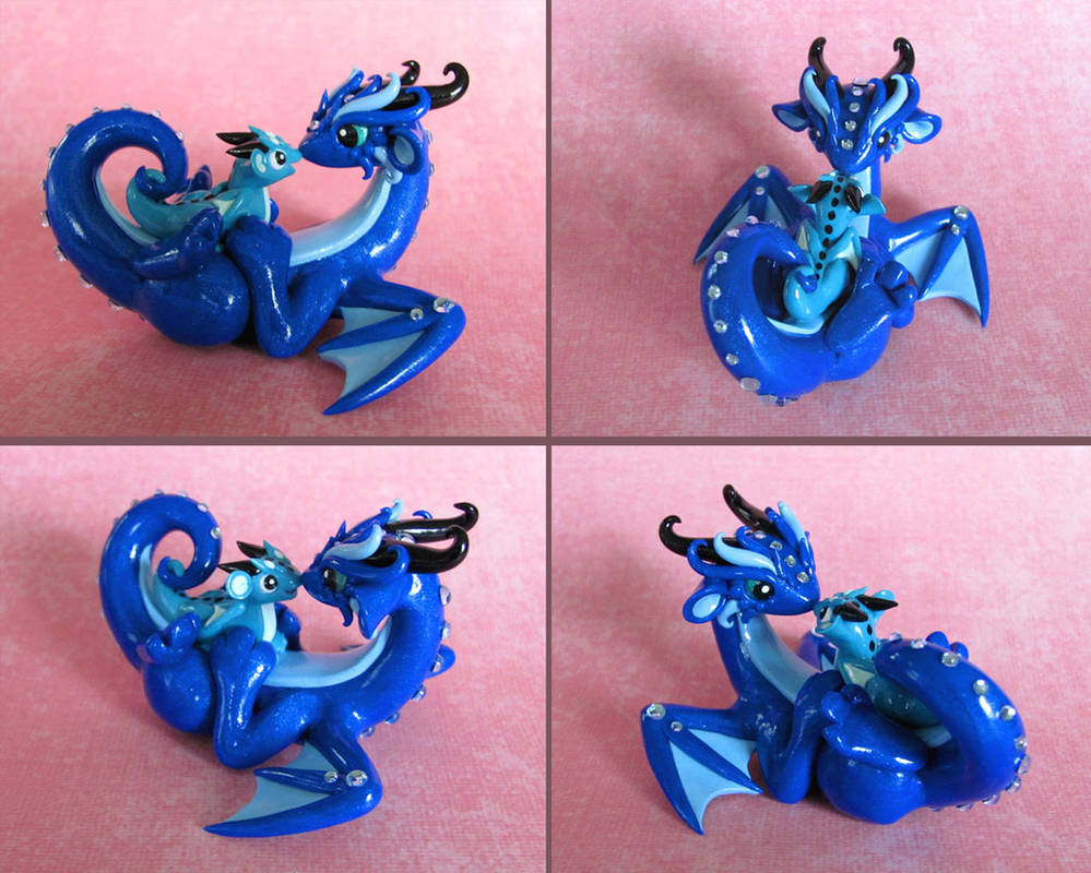 Blue Mama and Baby Dragons by DragonsAndBeasties Blue Mama and Baby Dragons by DragonsAndBeasties