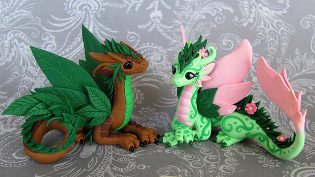 Leaf and Flower Dragon Couple