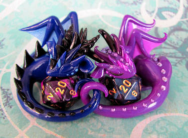 Dice Dragon Couple - Blue and Purple