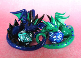 Blue and Green Dice Dragon Couple