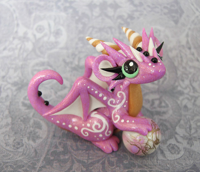 Pink Swirl Baby Dragon by DragonsAndBeasties