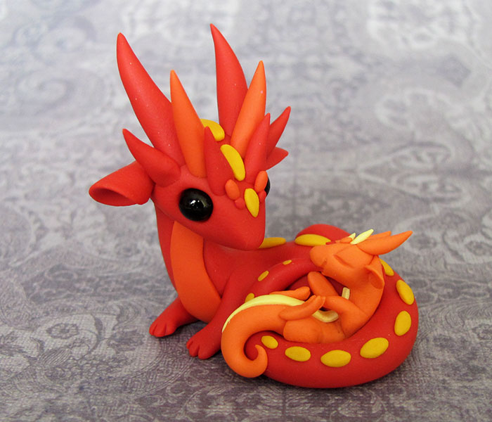 Firey Mama and Baby Dragon