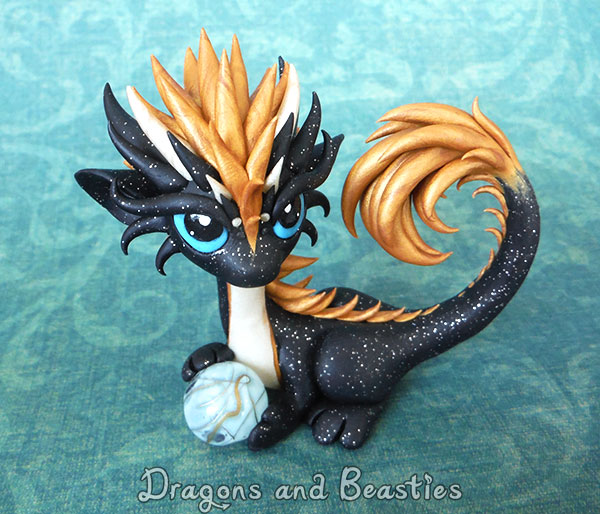 Glittery Black and Gold Dragon by DragonsAndBeasties
