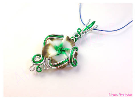 Multicolored Plumeria Wire Wrapped Pendant