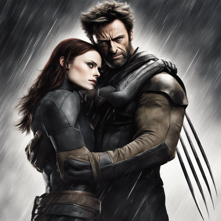 Hugh Jackman as Wolverine and Anna Paquin as Rogue