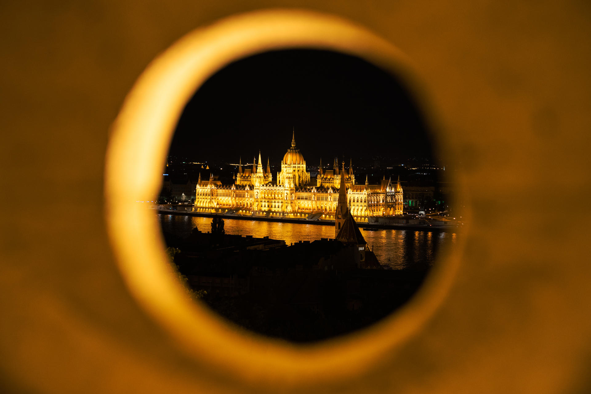 hungarian parliament building at night x2