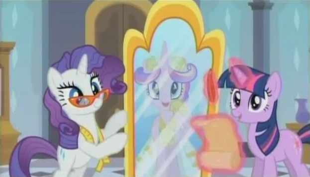 Princess Cadence looking in the mirror