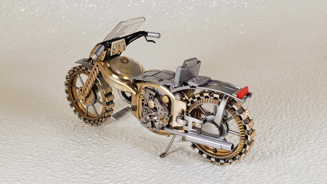 Miniature Motorcycles Made From Vintage Watch Parts