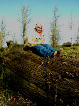 luka and pikachu sitting on a log